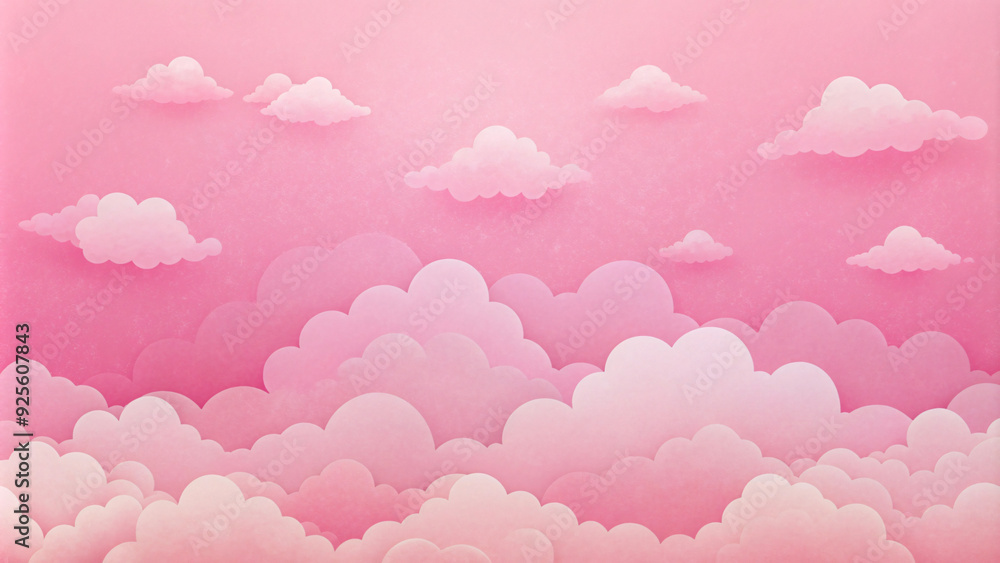 Pastel pink sky with fluffy white clouds, dreamy and ethereal Pastel pink sky with fluffy white clouds, dreamy and ethereal