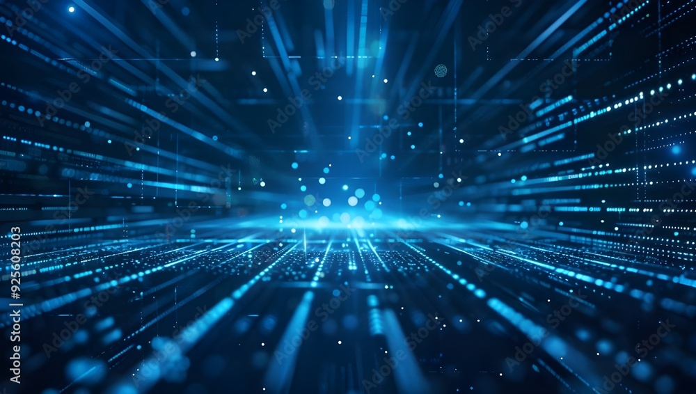 Blue digital background with glowing lines and network connections, creating an abstract futuristic scene. Blue digital background with glowing lines and network connections, creating an abstract futuristic scene.
