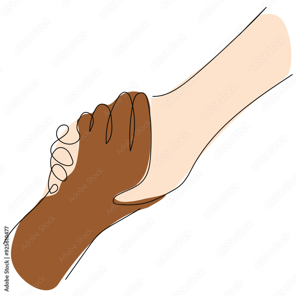 Diverse hands clasped together, illustrating solidarity and mutual support between individuals from different backgrounds. Diverse hands clasped together, illustrating solidarity and mutual support between individuals from different backgrounds.