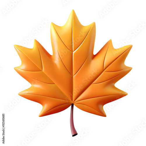 Autumn orange maple leaf 3d rendered illustration isolated. Autumn concept design