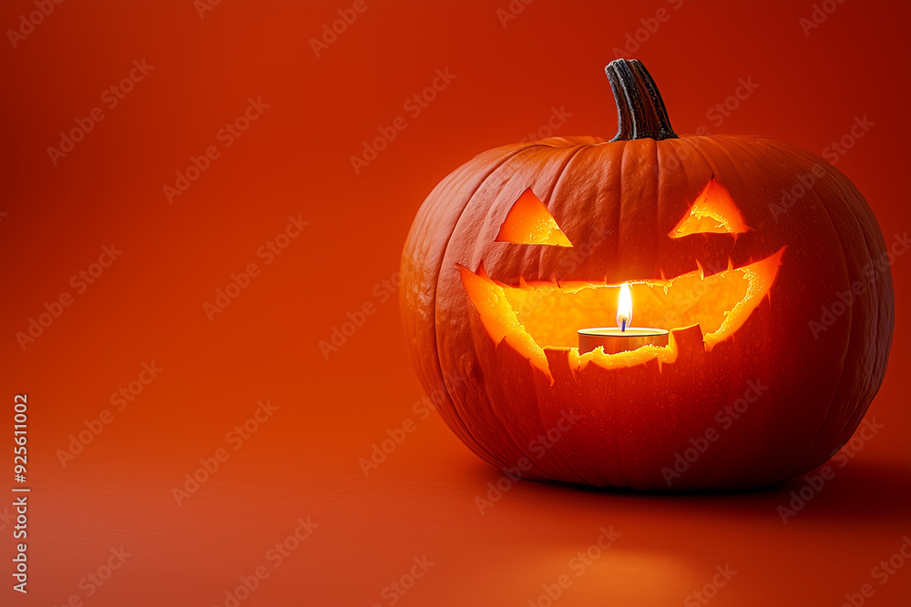 Spooky Jack-O-Lantern with Glowing Candle for Halloween Spooky Jack-O-Lantern with Glowing Candle for Halloween