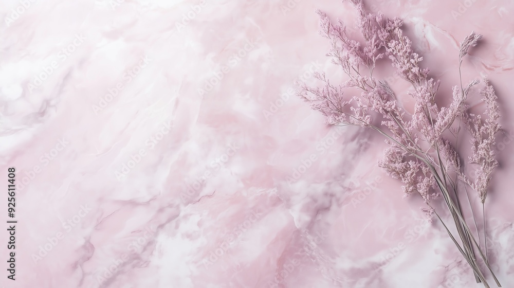 Obraz premium Serene Composition of Delicate Flora on a Lavender Canvas