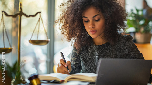 Legal professional working in a peaceful office environment