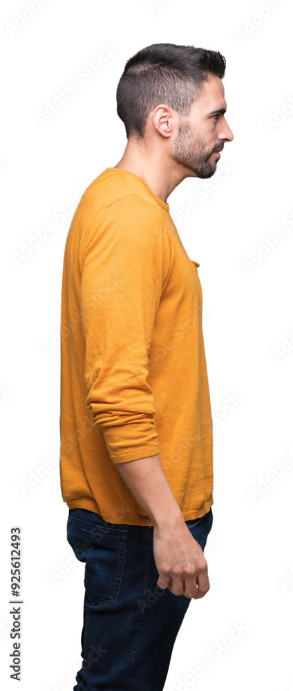 Young handsome man over isolated background looking to side, relax profile pose with natural face with confident smile. Young handsome man over isolated background looking to side, relax profile pose with natural face with confident smile.