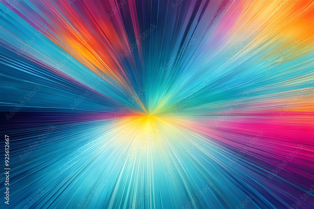 A colorful, abstract painting with a bright yellow center A colorful, abstract painting with a bright yellow center