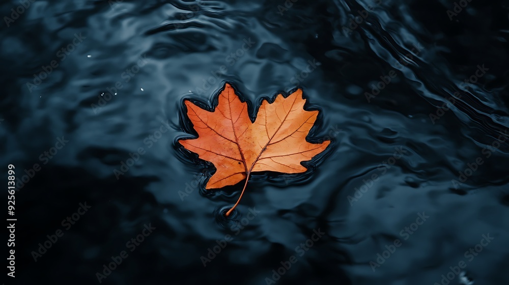 Autumn Leaf Floating on Rippling Water Autumn Leaf Floating on Rippling Water