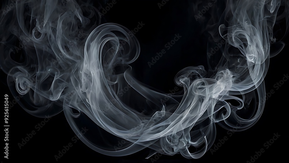 White smoke wasted through dark background, abstract background 3d render illustration White smoke wasted through dark background, abstract background 3d render illustration