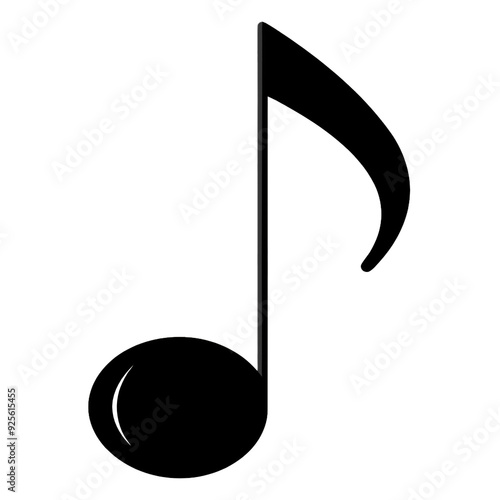 A black eighth note with a circular note head and a straight stem with a flag. The note is depicted against a transparent background
