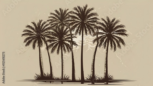 Obraz na płótnie Pine trees abstract background illustration in cream backdrop tall trees w salonie