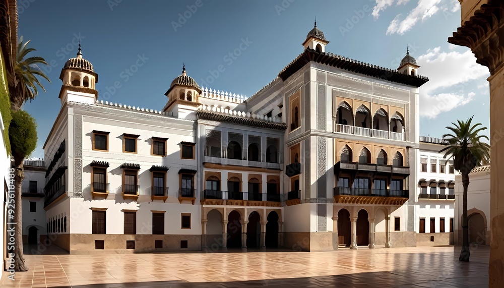 Illustration of the building of the Andalusian kingdom. Illustration of historical buildings. Generate AI Illustration of the building of the Andalusian kingdom. Illustration of historical buildings. Generate AI