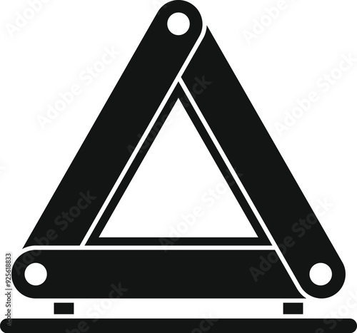 Black glyph icon of a warning triangle is standing on its base