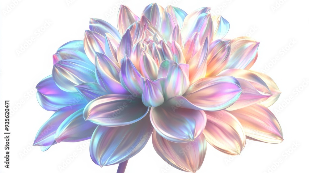 Chrome liquid metal dahlia flower. 3D render, modern design. Isolated holographic futuristic floral icon. Y2K, brutalism retro futurism concept. Chrome liquid metal dahlia flower. 3D render, modern design. Isolated holographic futuristic floral icon. Y2K, brutalism retro futurism concept.