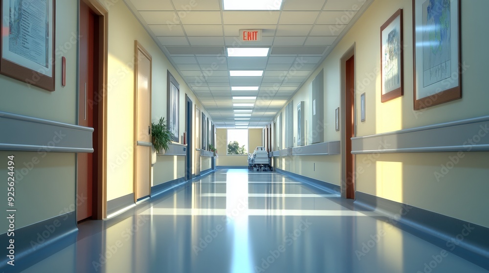 Obraz premium Vector background. Inside large hospital