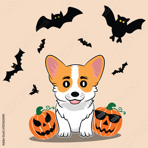 halloween dog sticker character vector design
