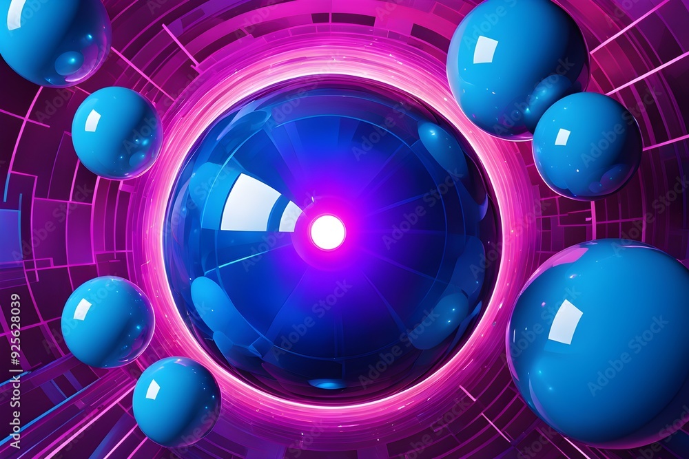 Obraz premium A blue sphere with a purple glow surrounding it