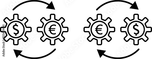Currency exchange sign symbol. Dollar to Euro line icon.