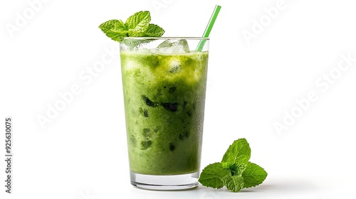 Refreshing Green Smoothie with Mint Garnish - Photo