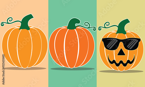  Halloween Pumpkin Illustration sticker Vector design