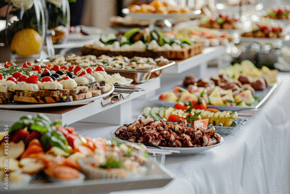 Catering food on long table, Party Catering food on long table, Party