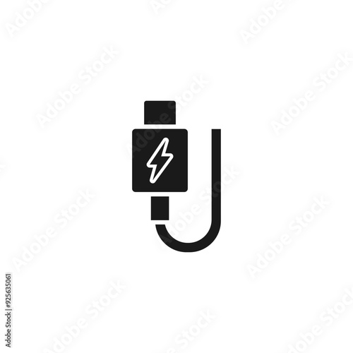 Type C cable icon or Type C USB icon Vector Isolated. Type C data cable icon for apps, websites, product packaging design element, and more.