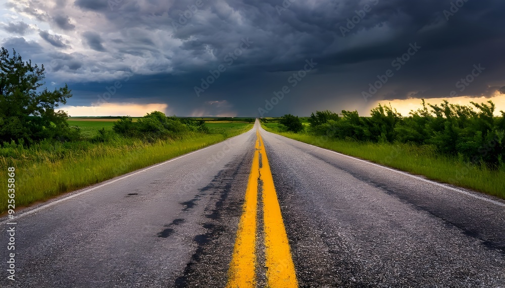 Fototapeta premium Straight asphalt highway road