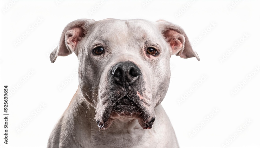 ドゴ・アルヘンティーノのポートレート(Dogo Argentino portrait on white background)
ドゴ・アルヘンティーノのポートレート(Dogo Argentino portrait on white background)