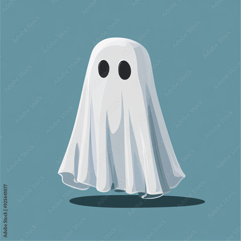 drawing of a cute ghost on a blue background with a Halloween theme drawing of a cute ghost on a blue background with a Halloween theme
