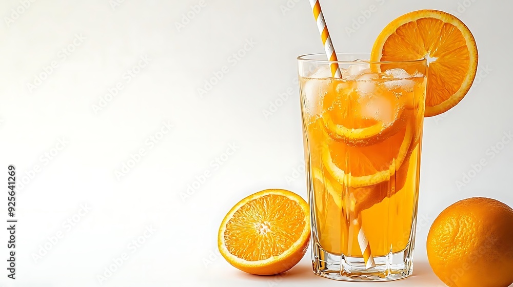 Orange Juice with Ice and Straw Photo Orange Juice with Ice and Straw Photo