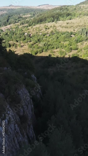 Aerial video over the landscapes in Petrohan Pass Bulgaria photo