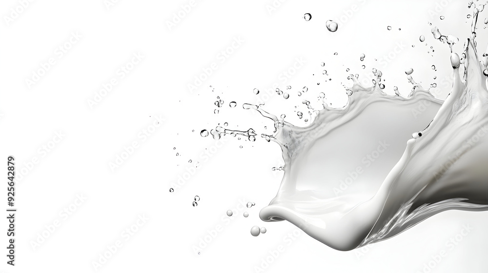 Splashing milk with droplets against a clean background. Splashing milk with droplets against a clean background.