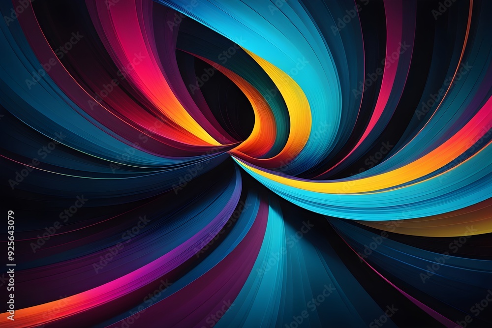 Naklejka premium A colorful swirl of lines and shapes that creates a sense of movement and energy