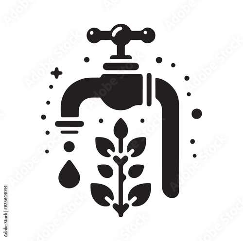 Water Taps icon silhouette vector illustration 