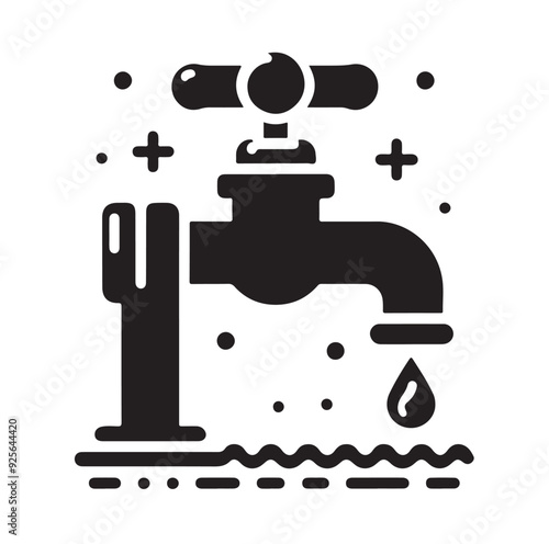 Water Taps icon silhouette vector illustration 