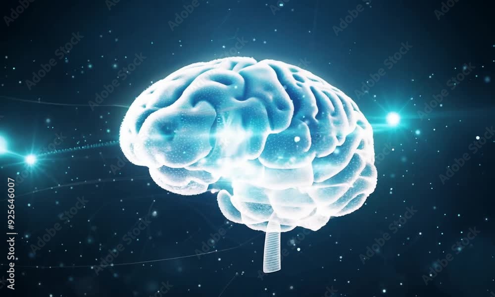 3D MRI scan of a human brain, a medical illustration of the mind's ...