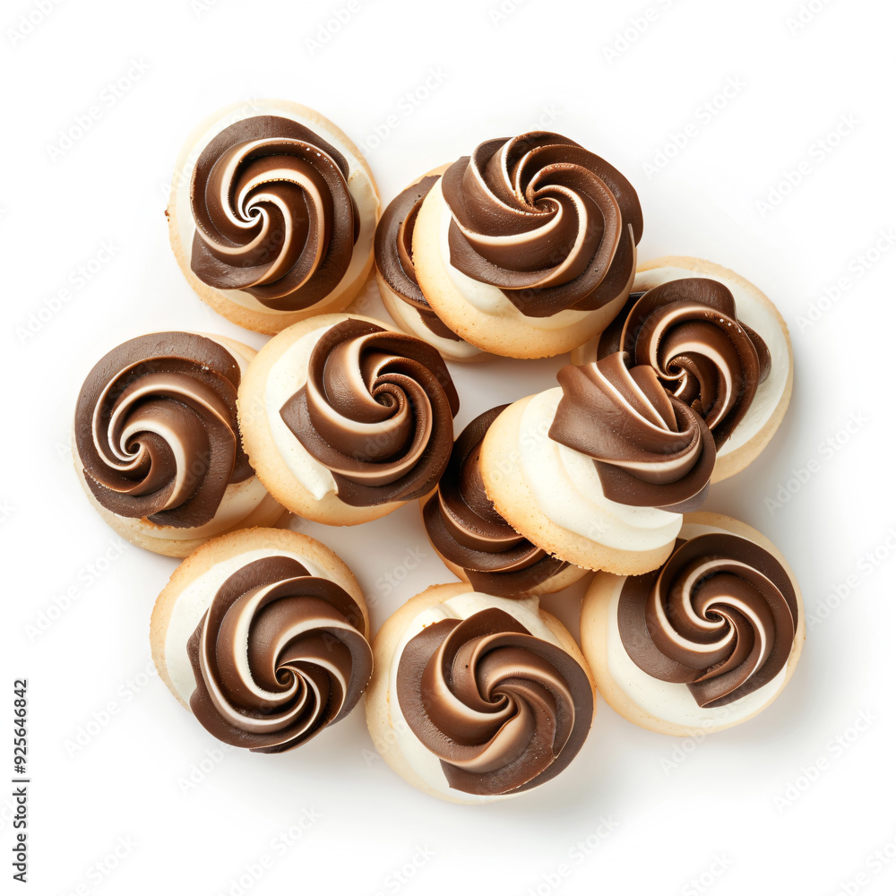 a bunch of chocolate frosted donuts on a white surface a bunch of chocolate frosted donuts on a white surface