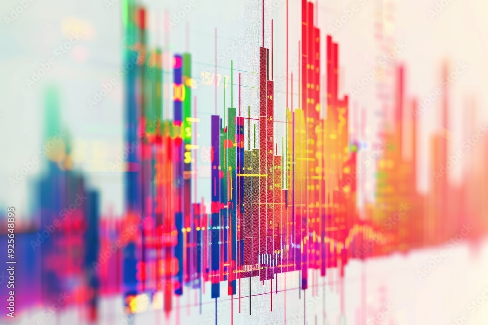 A colorful graph with many lines and numbers. The graph is abstract and has a lot of different colors A colorful graph with many lines and numbers. The graph is abstract and has a lot of different colors