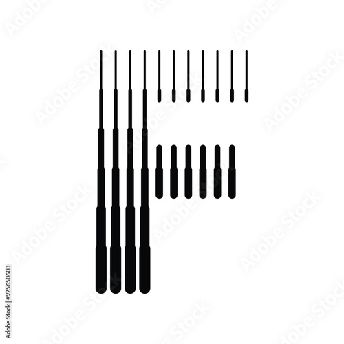 Letter F Logo with Vertical Halftone Line Pattern