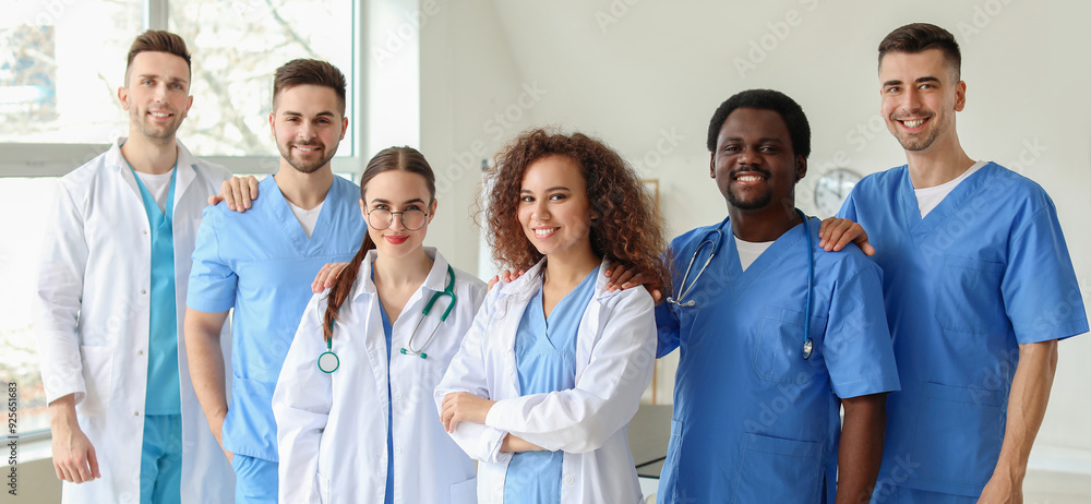Group of doctors in clinic. Unity concept Group of doctors in clinic. Unity concept