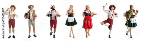 Set of people with beer cel...