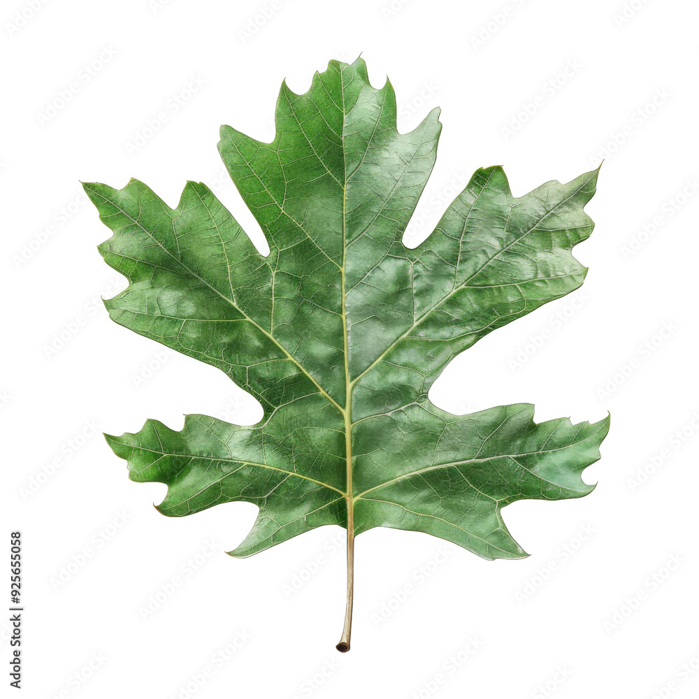 Fototapeta premium A Detailed View of a Single Green Leaf with Prominent Veins