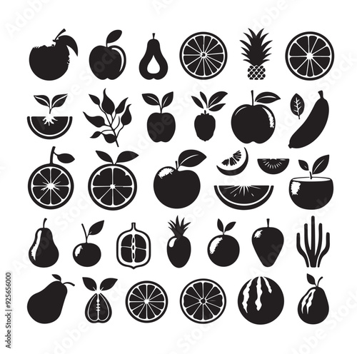 Fruits collection icon silhouette vector illustration 