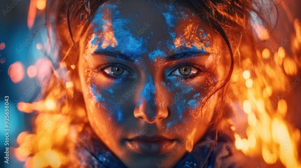 Mystical Portrait with Blue and Orange Lights Mystical Portrait with Blue and Orange Lights