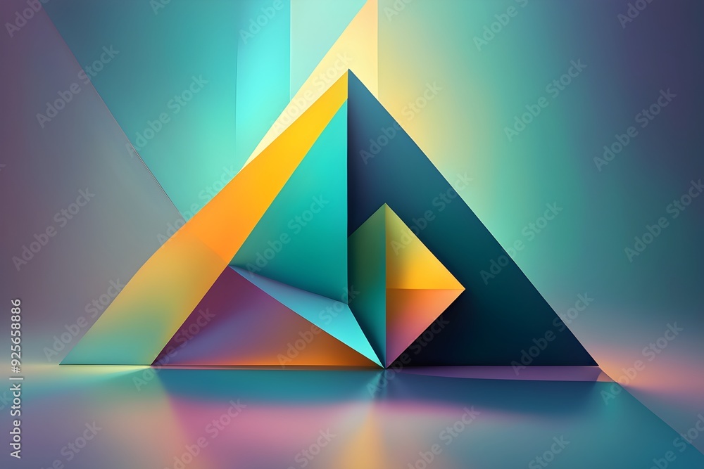 A colorful abstract design with a triangle and a square A colorful abstract design with a triangle and a square