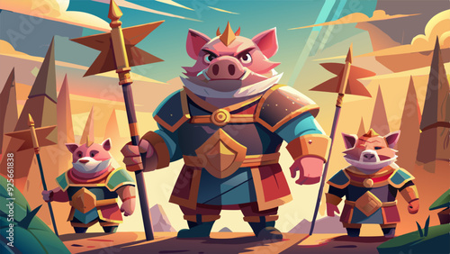 pig warriors, vector illustration flat 2 photo