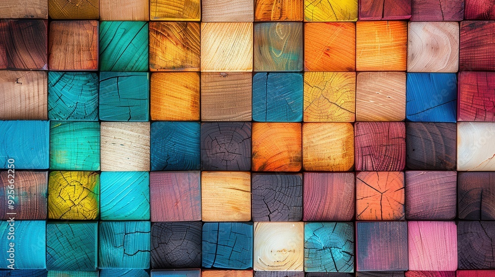 Colorful Wood Blocks Mosaic Colorful Wood Blocks Mosaic