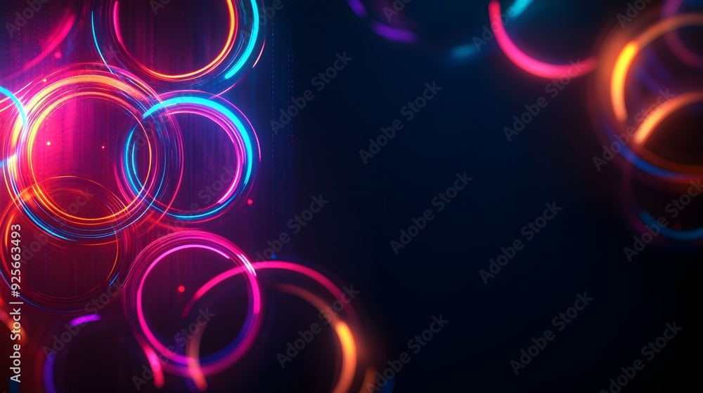 Abstract geometric shapes with vibrant neon colors on a dark background, sharp edges, and high contrast, designed to maintain clarity in various print sizes Abstract geometric shapes with vibrant neon colors on a dark background, sharp edges, and high contrast, designed to maintain clarity in various print sizes