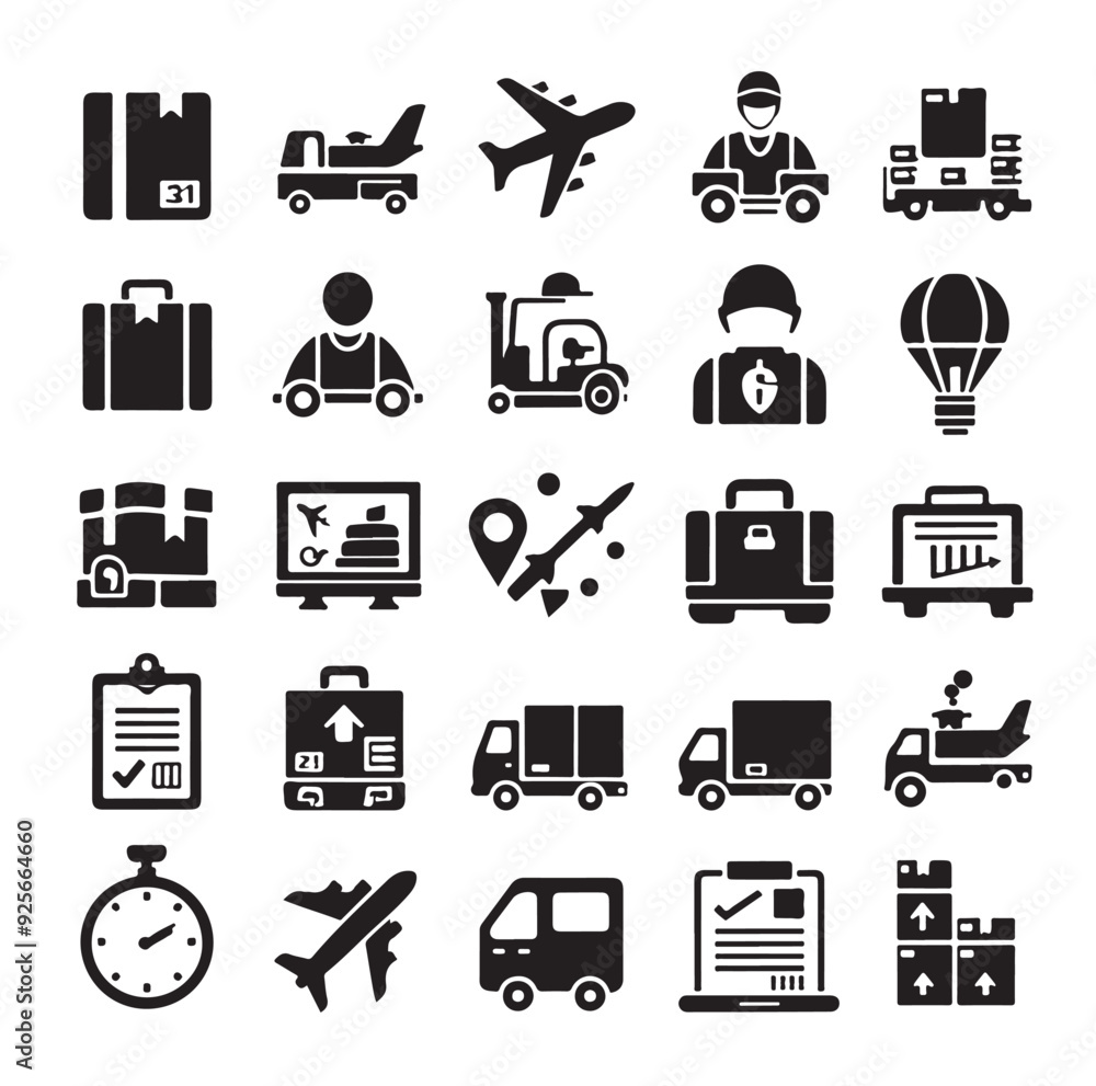 Logistics icons silhouette set silhouette vector illustration Logistics icons silhouette set silhouette vector illustration