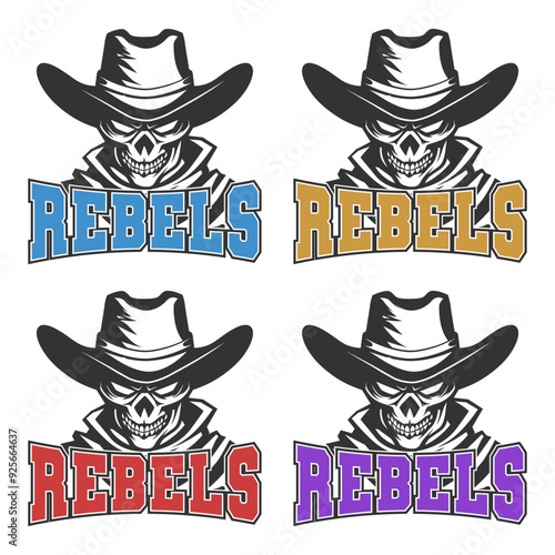 Rebels Illustration Clip Art Design Shape. Mascot Silhouette Icon Vector.