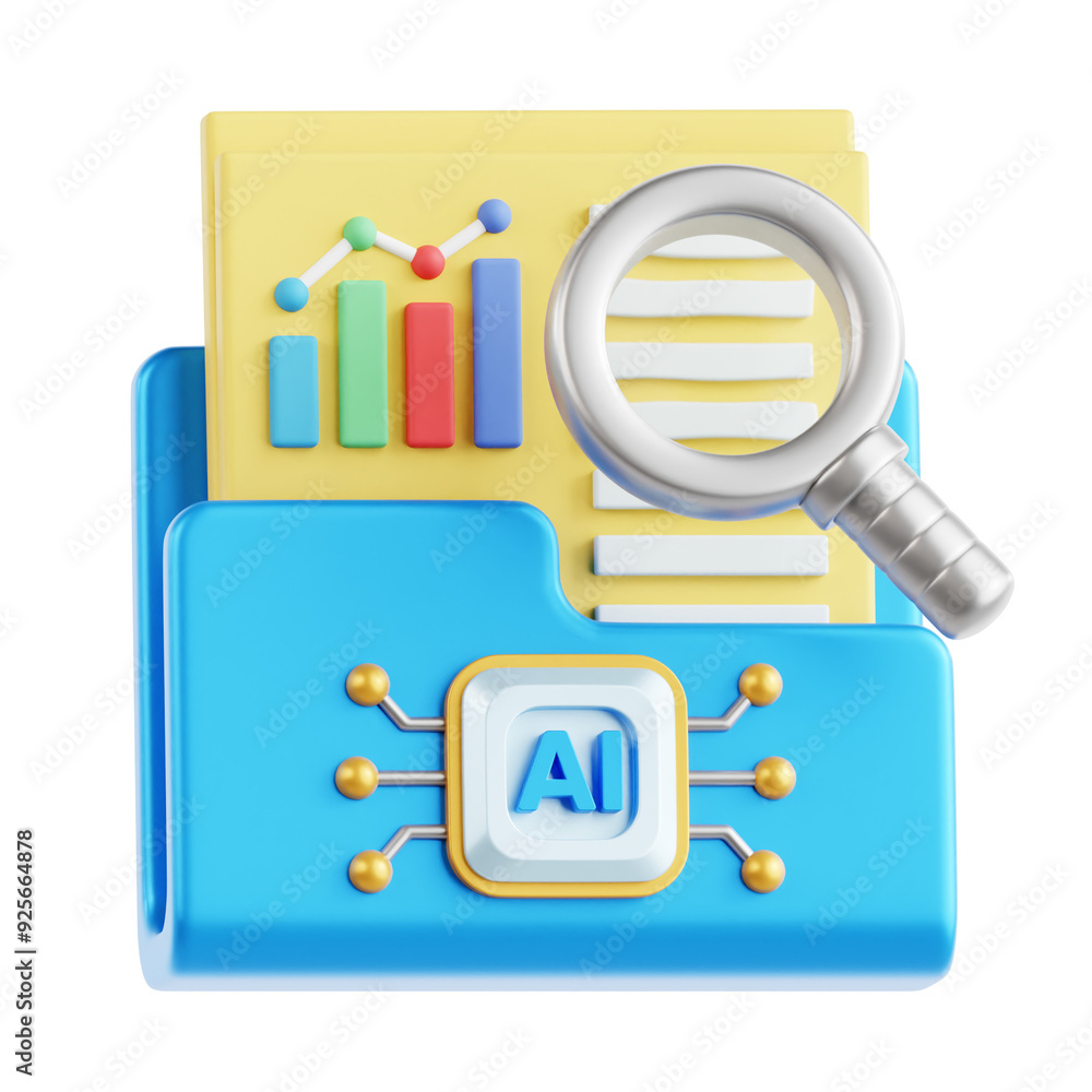 AI Data Search 3D Icon Illustration AI Data Search 3D Icon Illustration