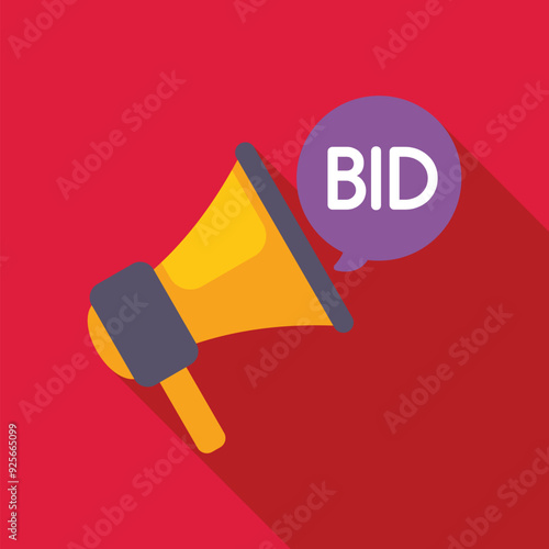 Illustration of a megaphone announcing a bid, perfect for representing online auctions